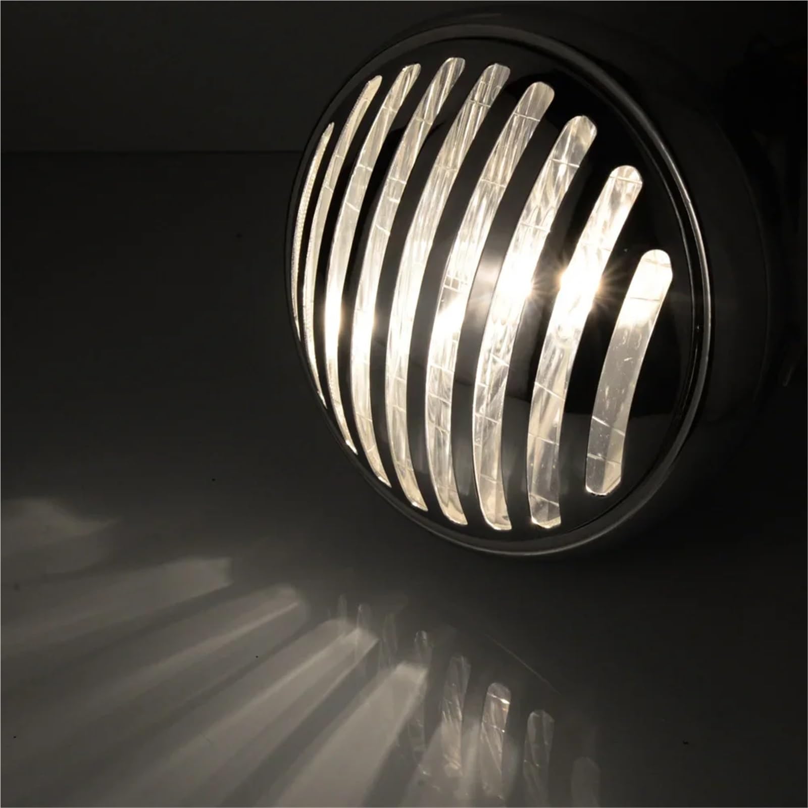 Fari Per Moto Per Cruiser Per Chopper Per Cafe Per Racer Per Bobber Griglia Da 6.5" Faro Anteriore Per Moto D'epoca Faro Anteriore Moto(Chrome Amber Lens)