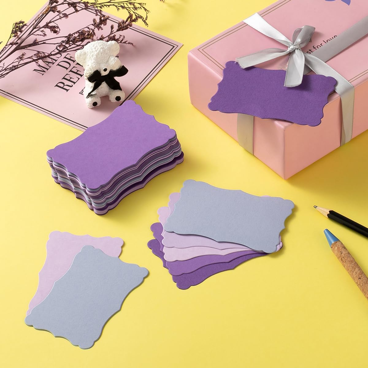 120 Pieces Small Mini Business Cards Vintage Assorted Colors Blank Note Gift for Business Cards, Gift (5 Purple) - Image 7