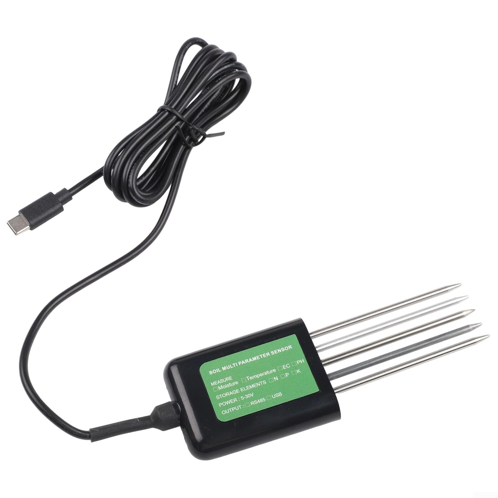 Sensore di terreno USB 7 in 1 con sensore di umidità e temperatura PH EC, analisi dei nutrienti NPK, impermeabile IP68, porta USB per Android, ideale per agricoltura, orticoltura, piante in vaso e