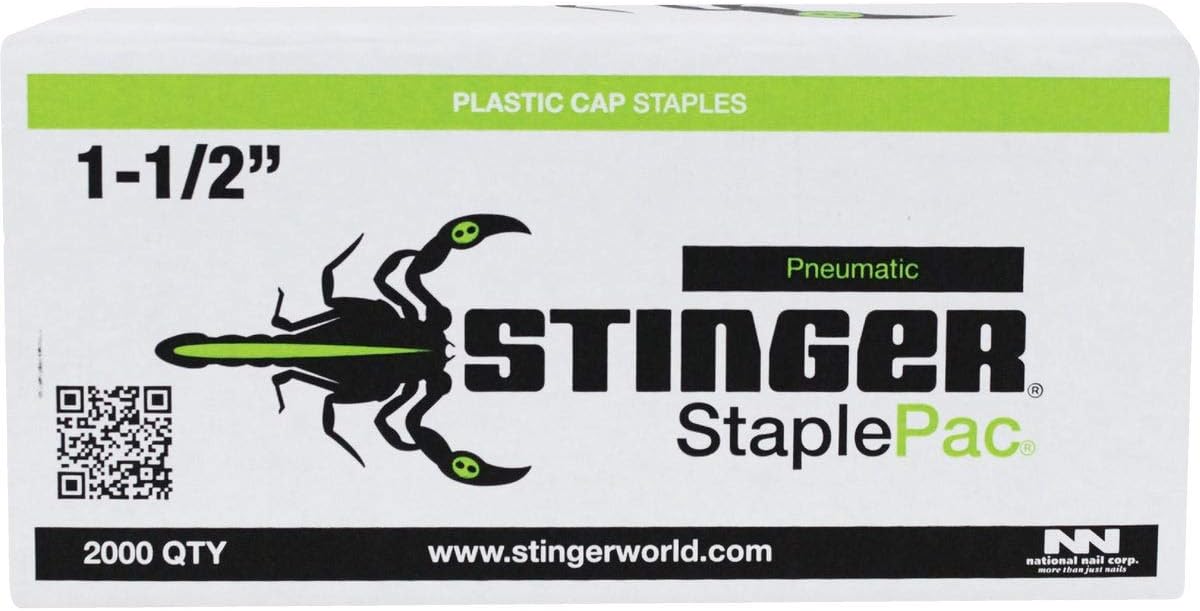 Cap Staples, 11/2" StaplePac, 1" Caps, 7/16" Crown Staples