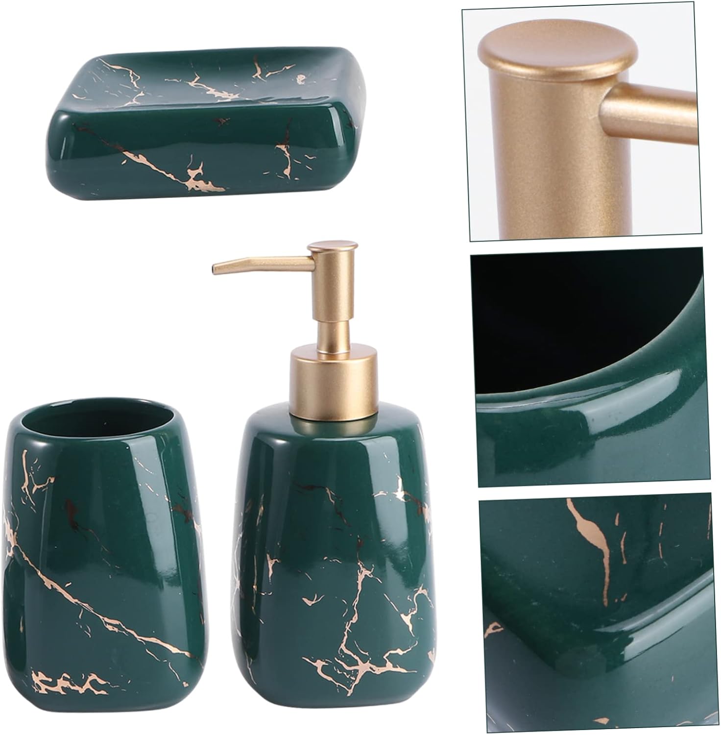 Cabilock 3pcs Marble Bathroom Accessory Kit Portable Soap Container Toothbrush Holder Washing Cup with Soap Dish for Bathroom Organization and Cleanliness
