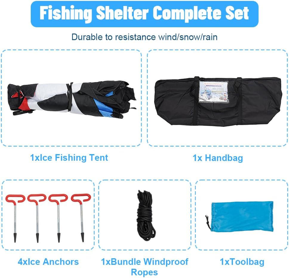 Ice Fishing Winter Shelter 1-2 Person Portable Ice Shanty for Winter Ice Fishing Tent 3-Layer Portable Thermal Hub Tent with Carrying Bag