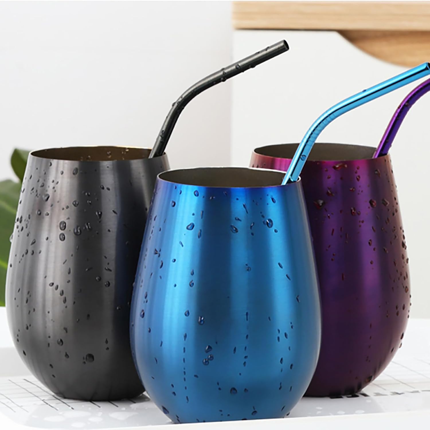 Buyer Star 304 Stainless Steel Wine Glasses Set of 4 - Large 17 oz Outdoor Stemless Wine Tumblers - 100% Unbreakable & Stemless Metal Drinking Cups for Home and Outdoors Dishwasher safe (Blue) - Image 9