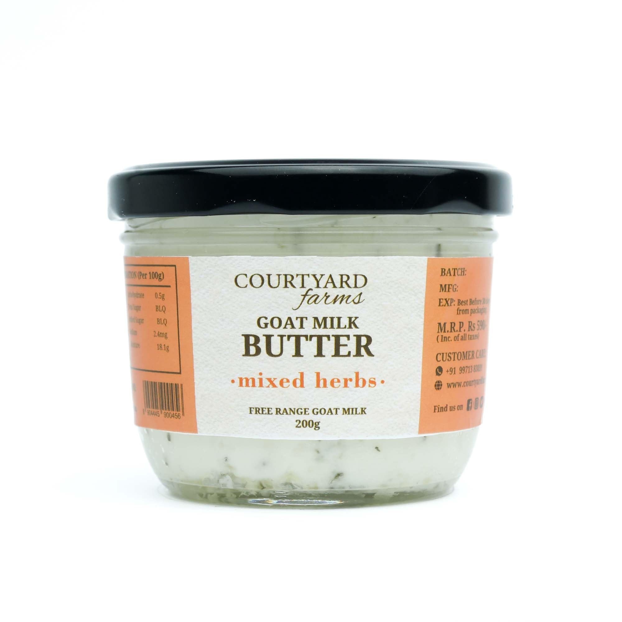 Courtyard Farms Goat Milk Butter | Low lactose | Preservatives and chemical free | Free range goat milk | Traditional Hand Churned | Mixed herbs | 200g-image-32
