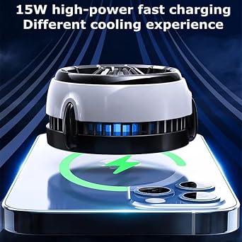 MEMO Magnetic Gaming Phone Cooler - Fast Wireless Charger 15W, Portable Semiconductor Radiator Fan, for iPhone/iPad/Android - Ideal for Gaming, Live Streaming, Vlogging - MagSafe Compatible