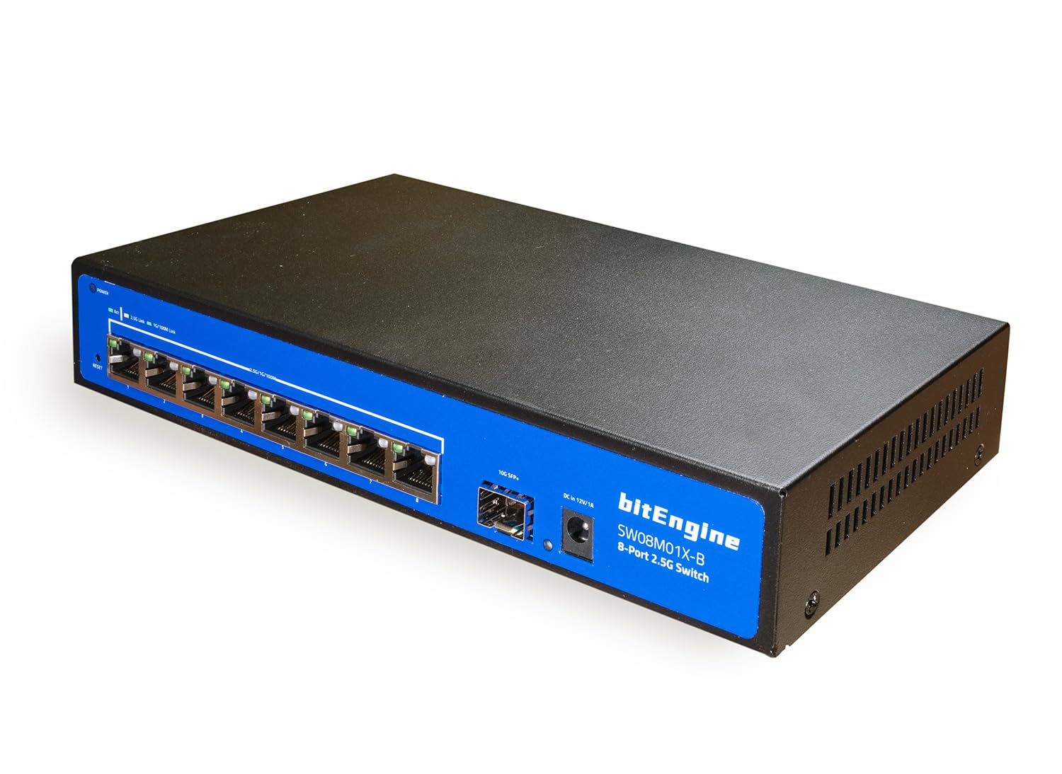 Switch Ethernet non gestito a 8 porte 2.5G con Uplink 10G SFP+, 8 porte Base-T da 2,5 G, capacità di commutazione 60 Gbps, design senza ventola in metallo, montaggio a parete/desktop