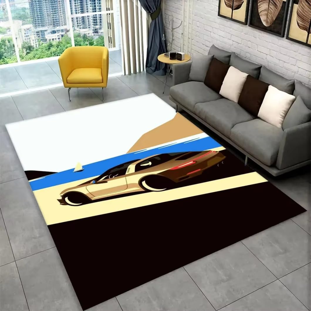 Tapis de salon voiture antidérapant avec impression HD artistique pour décoration moderne