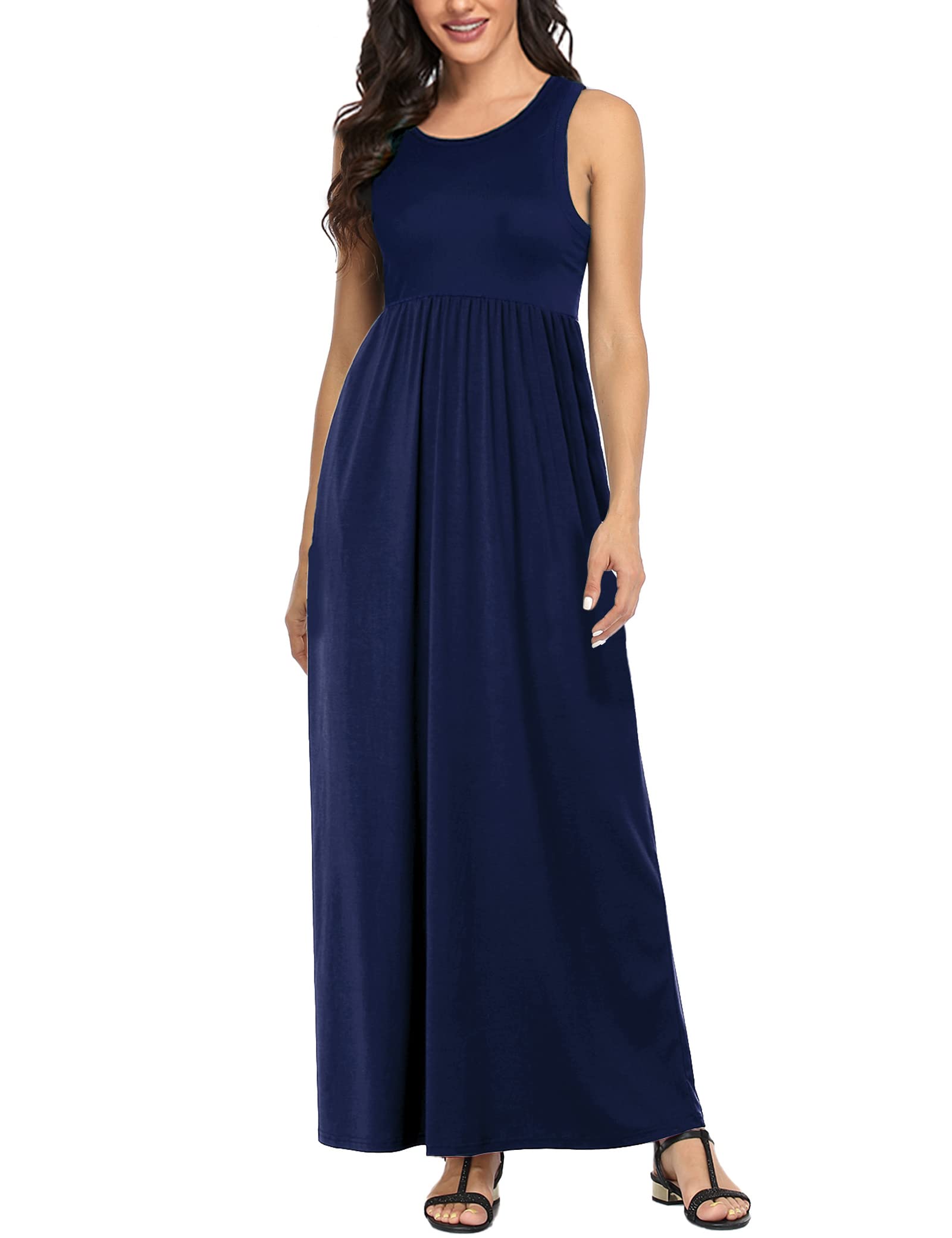 Lacavocor Womens Summer Maxi Dress Tank Top Sleeveless Long Dresses