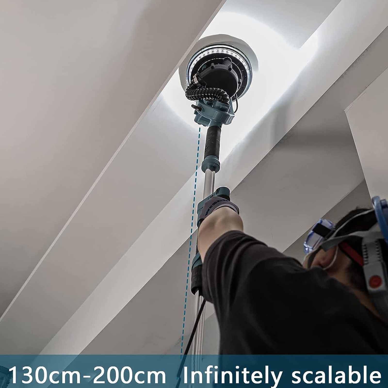 Lijadora De Pared 1800w, Lijadora Jirafa, con Aspiradora E Iluminación LED, 5 Velocidades Ajustables, con Cable De 2m, 20sandpaper, para Lijar Techos Y Paredes,20PCSsandpaper
