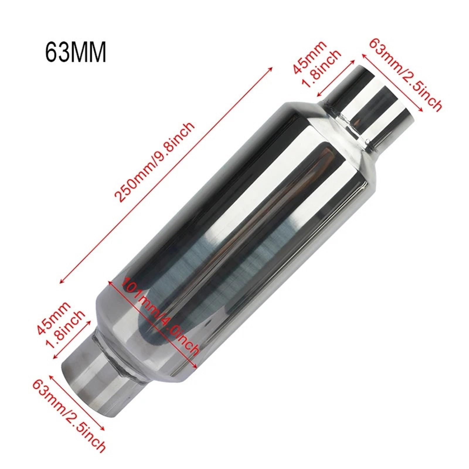 Tłumik wydechowy samochodu 51MM 57MM 63MM 76MM rezonatora ze stali nierdzewnej Tłumik Samochodowy(63MM)