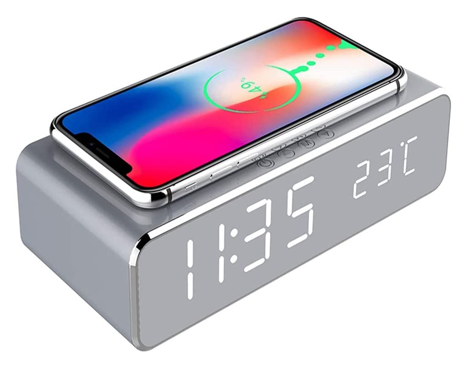 JJJ WTL Despertador Multifuncional 2 en 1 Carga inalámbrica del Reloj de Alarma del Reloj de Alarma con la Temperatura del termómetro Tablero de Carga 5W