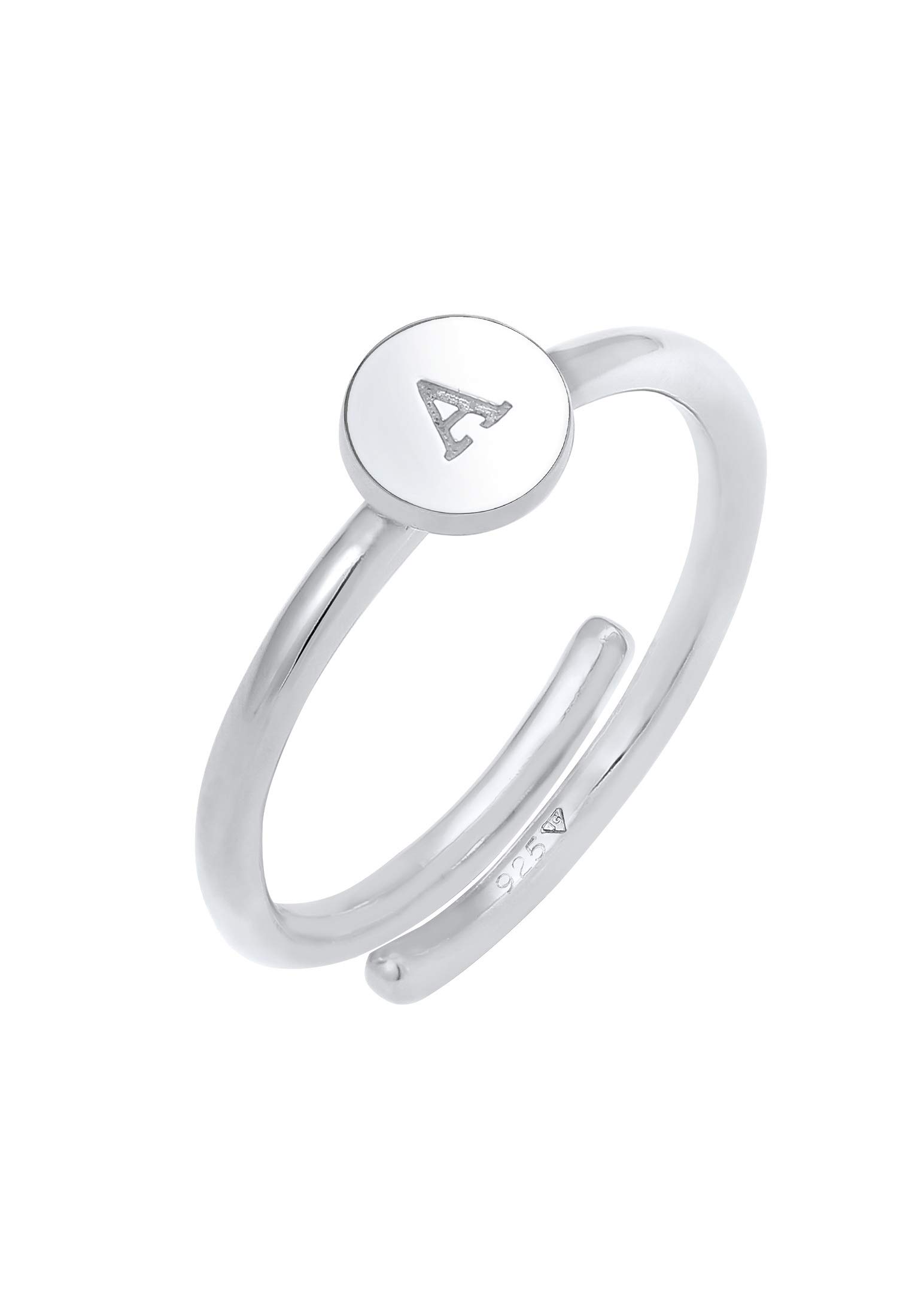 Elli Ring Women Letter A Basic Minimal Ajustable In 925 Sterling Silver