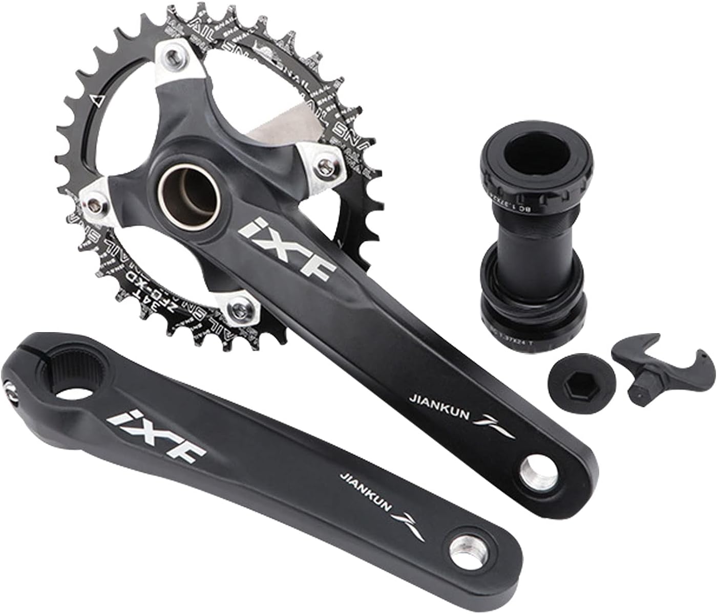 Mountain Bike Crankset Hollow Integrated Crank axle Modified Single disc Crank 32T 34 36T