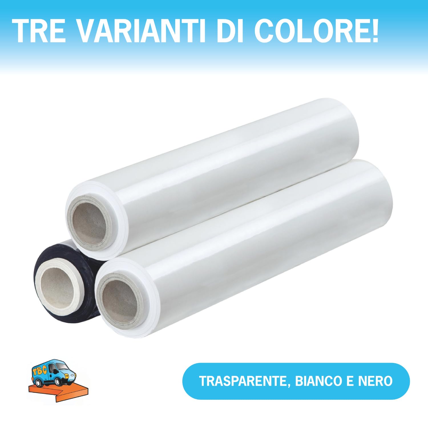 TravelBox 6 Rotoli Film Estensibile Manuale Trasparente, Altezza 50 cm da 2,4 kg, Pellicola Protettiva Spessore 23my per Imballaggio e Protezione Merce (Trasparente 23my, 6 Rotoli)