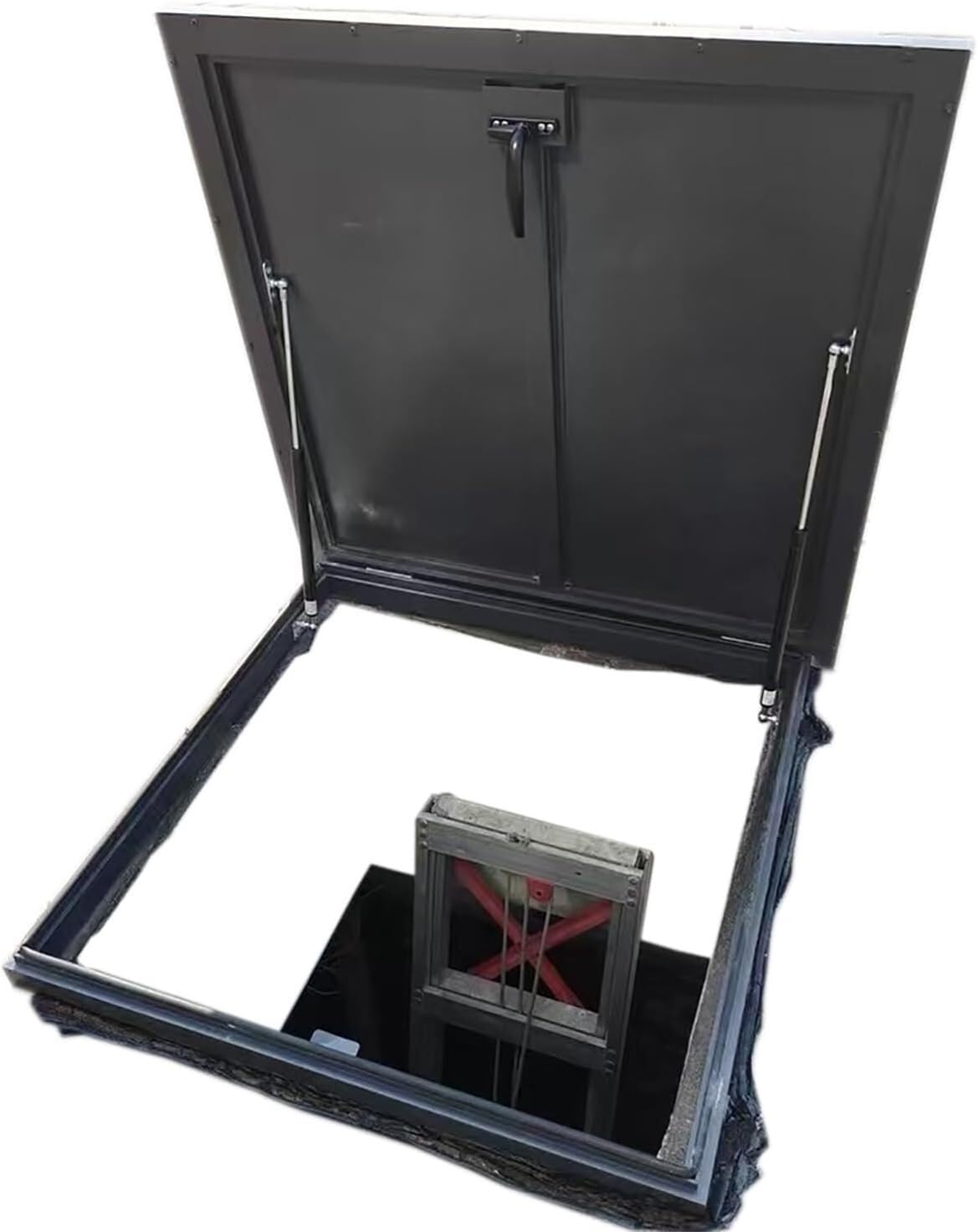VUIKLCty Roof Hatch Anti-theft Door, Metal Attic Staircase Exit Cover, Roof Rainproof Skylight Cover(65 * 65cm)