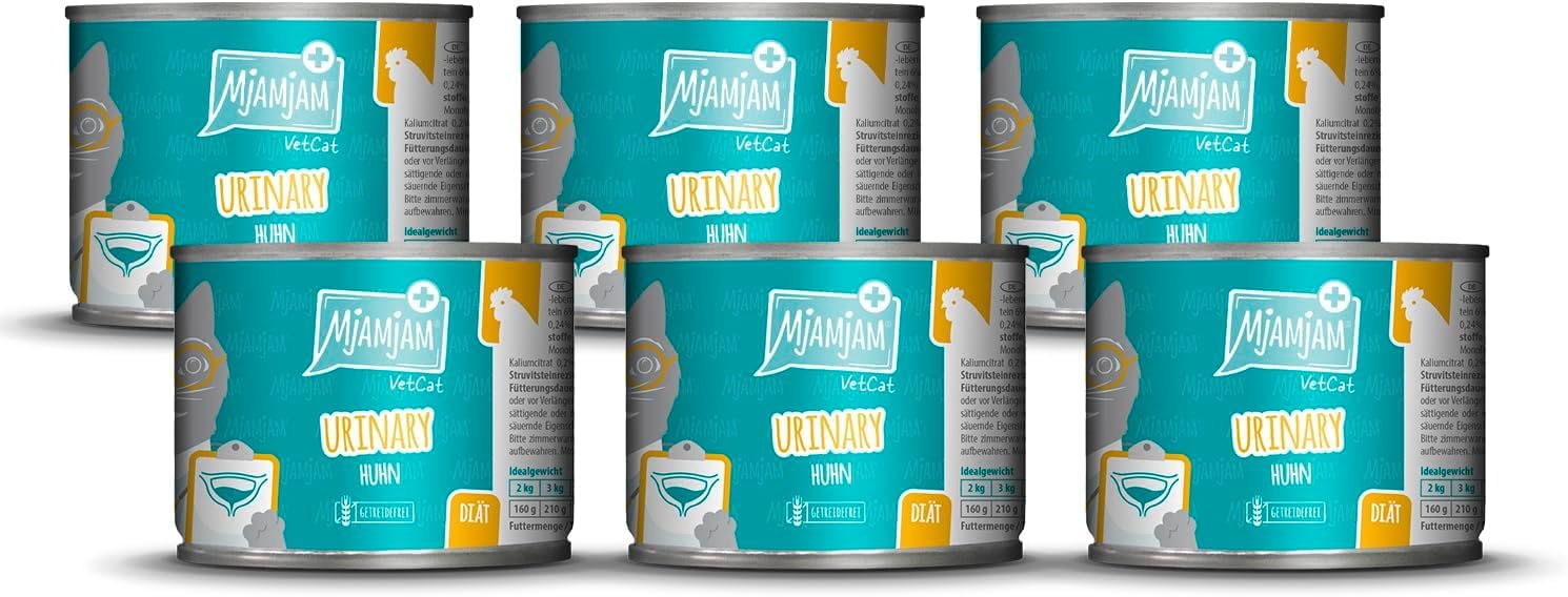 MjAMjAM VetCat - Premium Nourriture Humide pour Chats - Régime - Urinary - Poulet, Paquet de 6 (6 x 200g), sans céréales