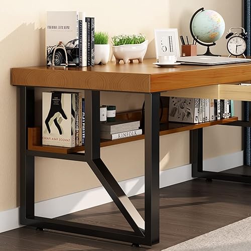 Miniatura 7 de Escritorio de madera maciza para computadora, escritorio moderno y simple de aprendizaje, patas de metal resistentes y tablero de pino de 2.0in