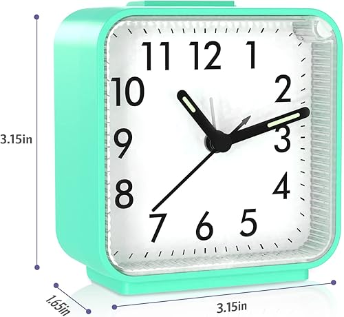 Miniatura 6 de JXTZ Reloj despertador analógico, reloj de noche alimentado por batería, reloj de viaje silencioso sin tictac con luz nocturna, repetición, fácil de