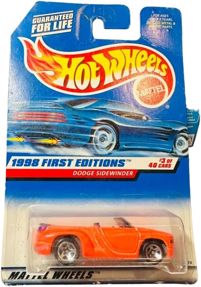 Hot Wheels - 1998 First Editions - Dodge Sidewinder - Neon Orange - Die Cast - Collector #634 - #3 of 45 - Rare Red Card - Limited Edition - Collectible 1:64 Scale