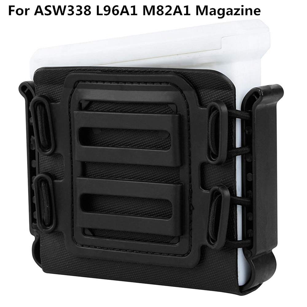 HWZ Tactical Magazine Pouches Soft Shell Mag Carrier Holster with Molle Belt for ASW338 L96A1 M82A1 Magazine (Black)