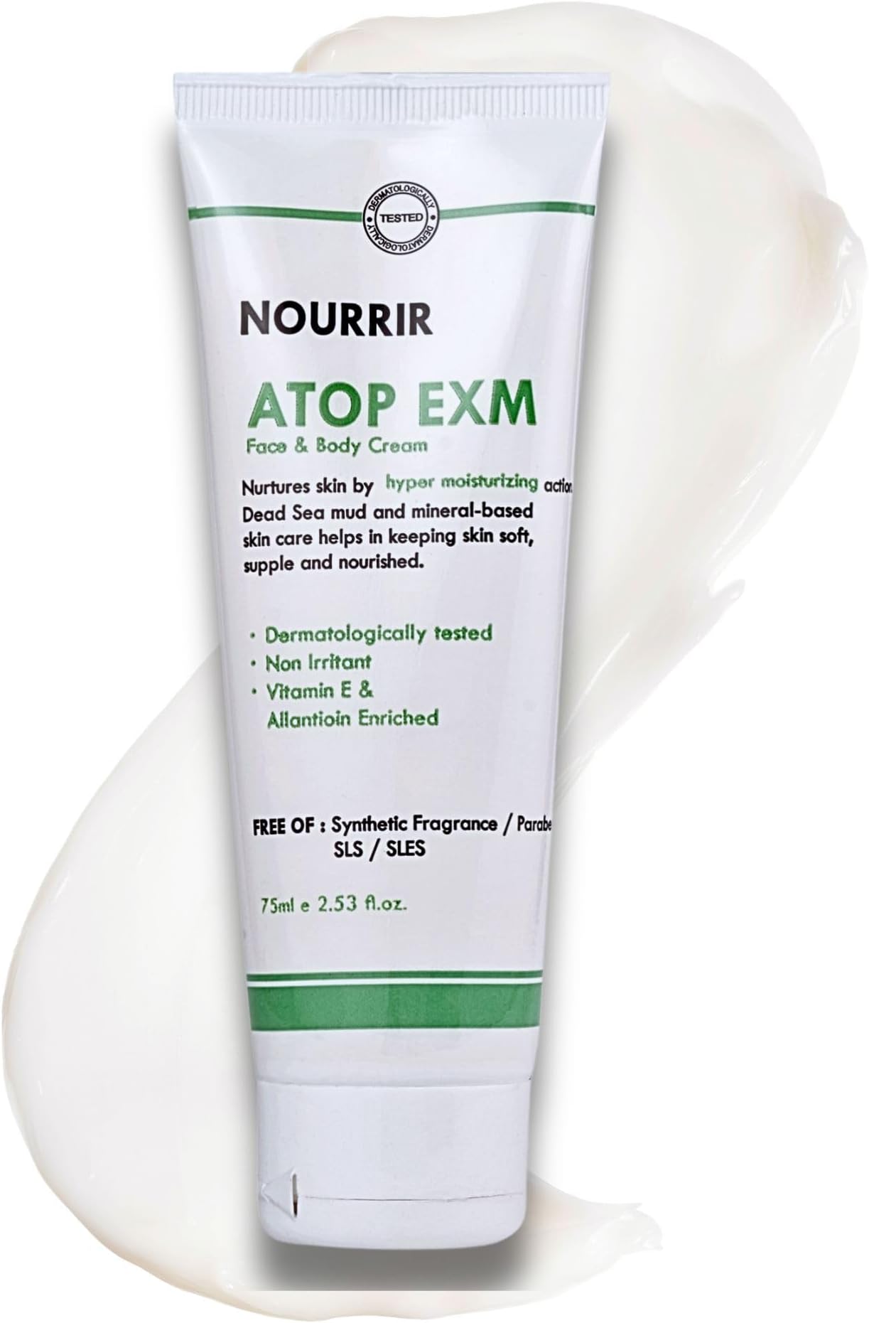 Atop Exm Hydration Cream - Soothes Sensitive Skin with Allantoin, Vitamin E & Dead Sea Minerals, Fragrance-Free, 75 ml