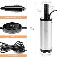 QWORK 12V Dízel Szivattyú 38mm Rozsdamentes Acél Cigarettagyújtó Csatlakozóval 2