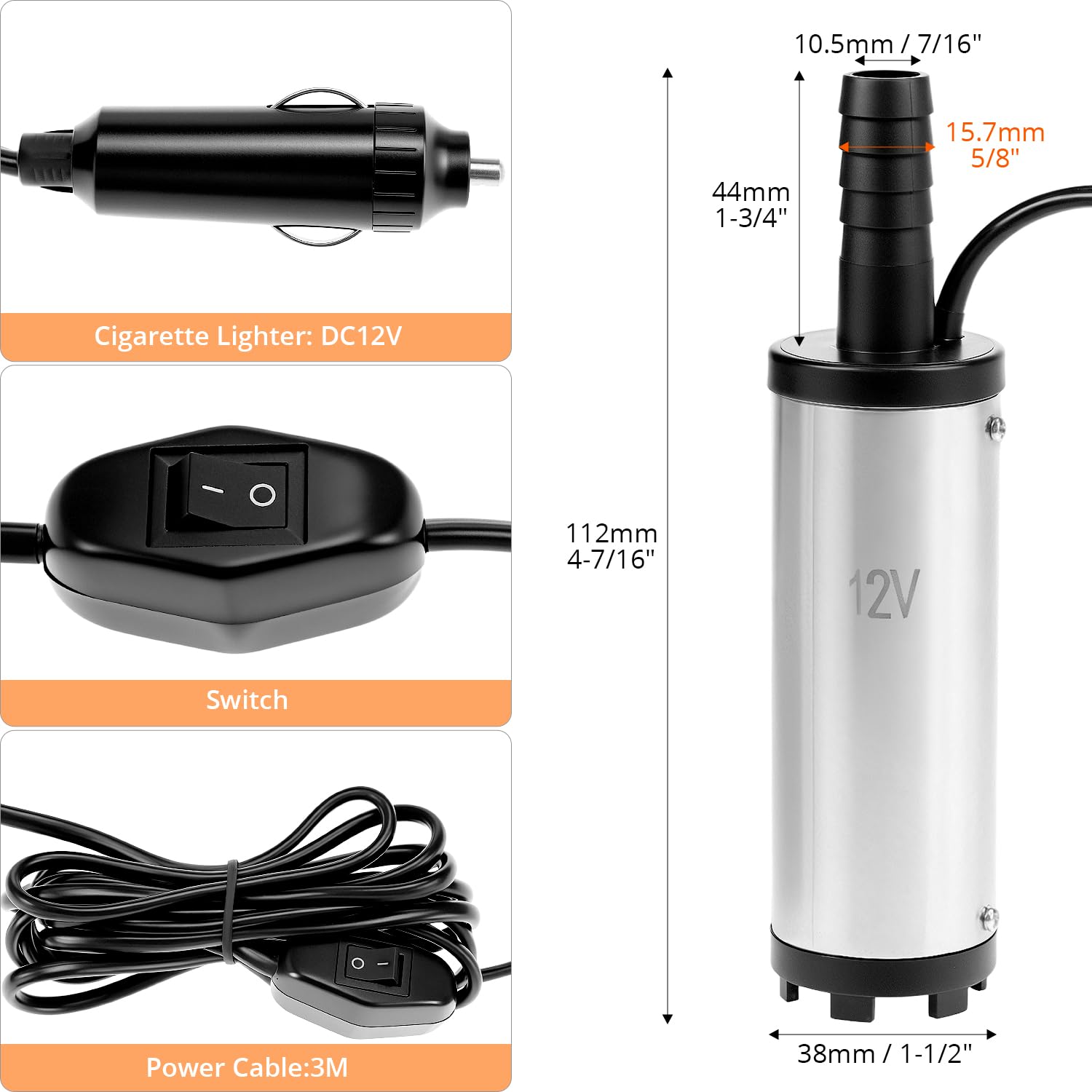 cigarette lighter water pump QWORK® 12 V Water Pump 38 mm, Diesel Pump with Cigarette Lighter Plug,  Stainless Steel, 3M Power Cable, for Diesel, Kerosene, Water :  Amazon.com.au: Automotive