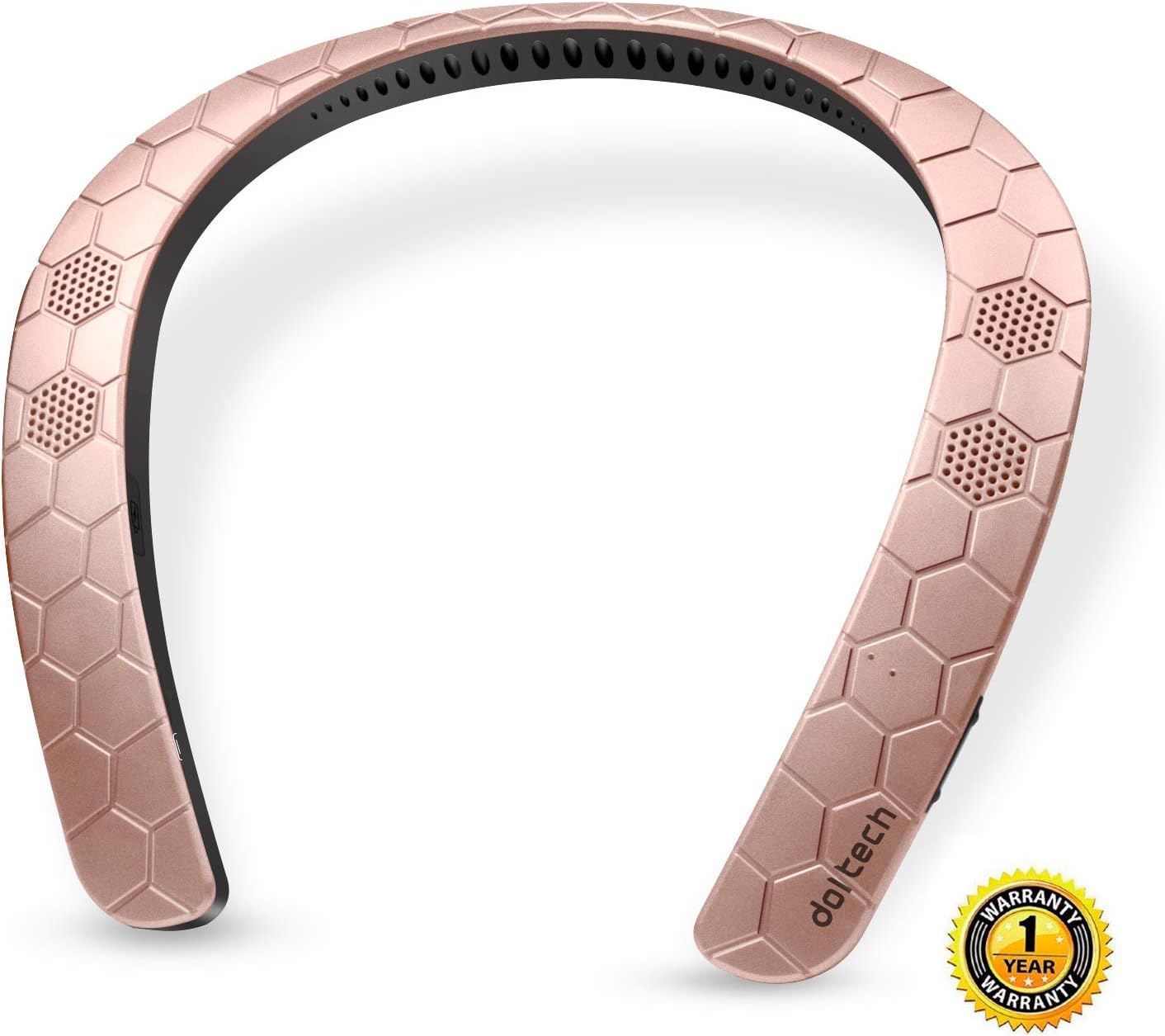 Doltech Bluetooth Speakers, Wearable Bluetooth Speakers, Neckband Bluetooth Speakers, Wireless Speakers with Mic, Listen to Music, Quality 3D Sound, Hands-Free Phone Calls (Rose Gold)