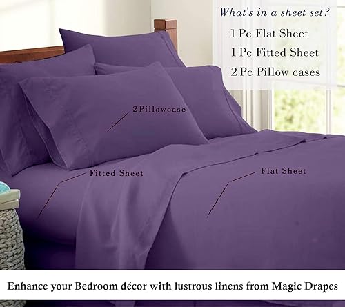 Miniatura 4 de Magic Sheets - Juego de sábanas de 800 hilos, 4 piezas, 100% algodón egipcio, acabado satinado de alta calidad, ropa de cama de calidad hotelera,