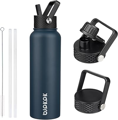 BJPKPK 40oz Insulated Water Bottle with Straw Lid, Stainless Steel Bottle