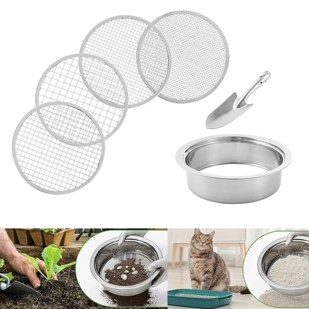 Gartensieb aus Edelstahl, Garten-Erdsieb-Set aus austauschbarem Netzgewebe Edelstahl, 30 cm