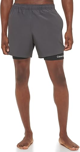 Calvin Klein Men's Standard Double Layered-Compression Swim Shorts