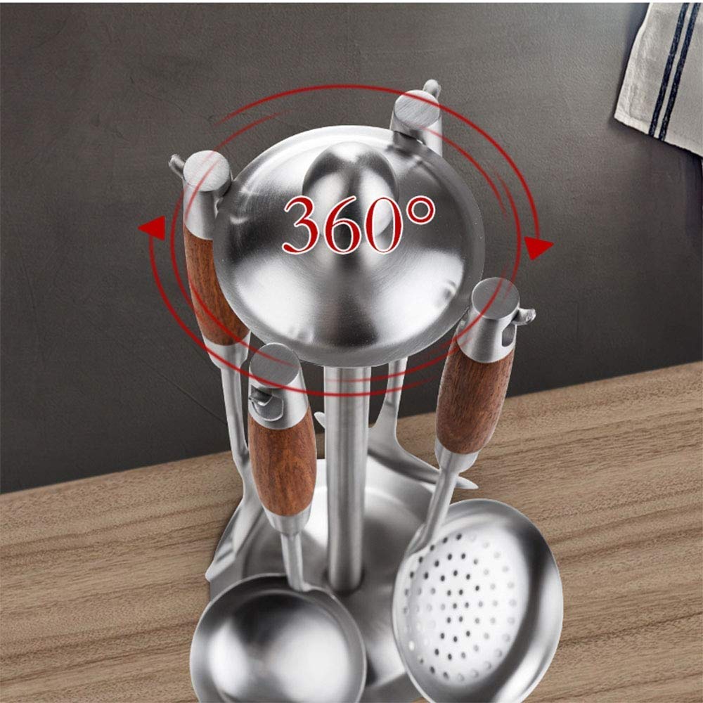 Utensilios de cocina para cocinar/servir, utensilios de cocina - Juego de utensilios para servir de acero inoxidable 5 PCS-Cucharón de cobre, Cuchara para servir, Tenedor para servir pasta, Espátula