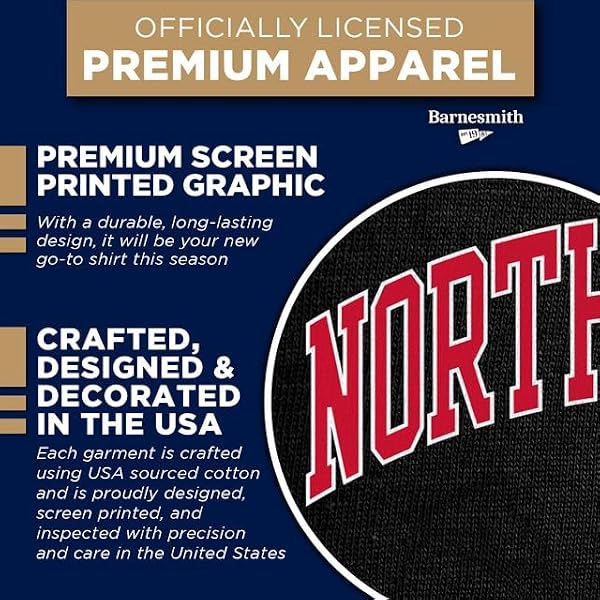 Barnesmith Northeastern University NU Huskies Short Sleeve Adult Unisex T-Shirt, Classic, Black, Small - 3