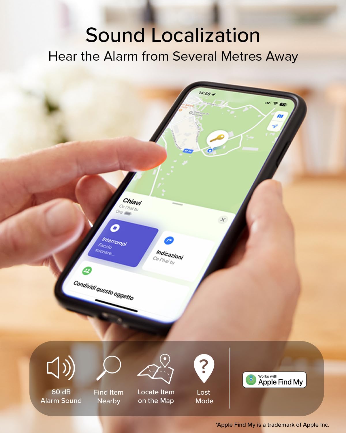 SBS Track My Lock, Zamek TSA z Wbudowanym Lokalizatorem Finder, Kompatybilny z Apple Find My (iOS), Zamek z Kodem 3-cyfrowym, Alarm 60 dB, Ładowanie USB-C, Idealny do Walizek i Toreb, Czarny