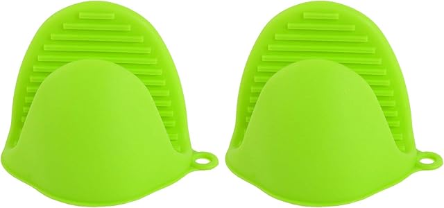 2 Pack Gloves Pot Holder Grip,Heat-Resistence Silicone Hot Handle Holder,Use for Kitchen,Cooking,Baking,Green