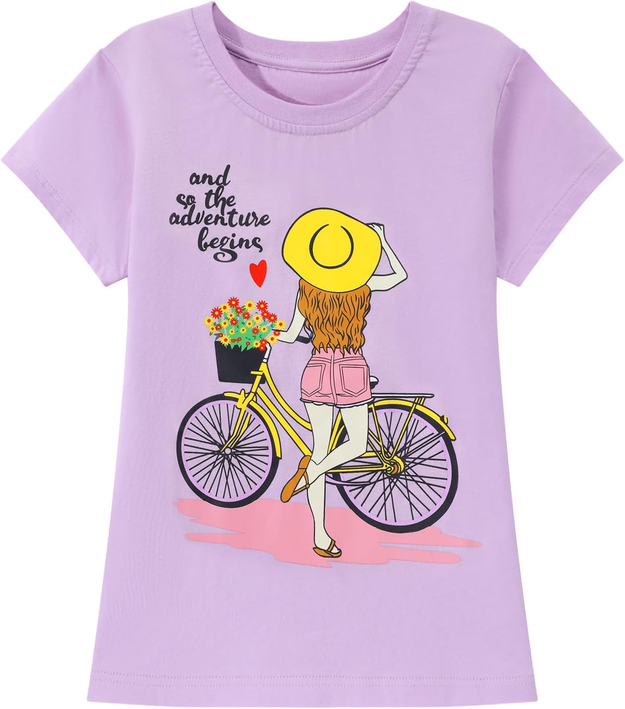 HILEELANG Girl T-Shirts Short Sleeve Graphic Tees Cotton Casual Summer Tops Shirts 3 Packs - Image 6