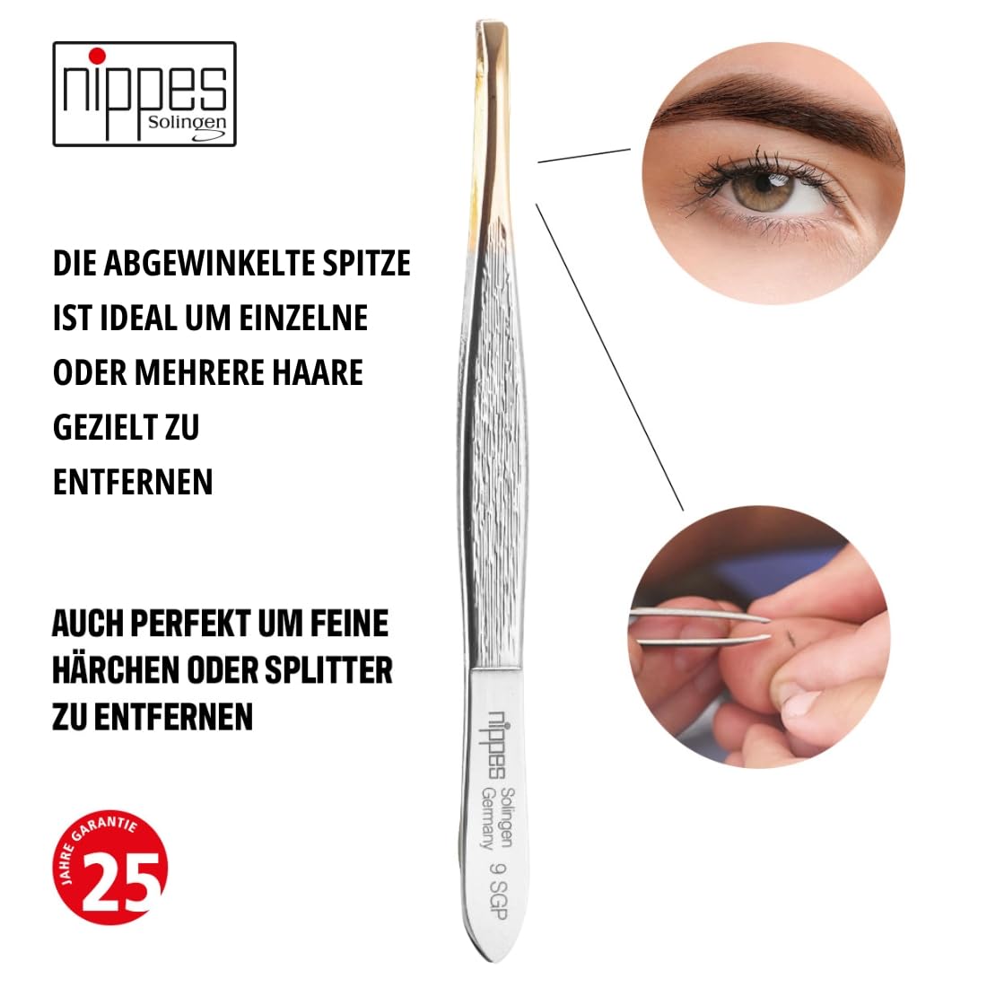 Nippes Solingen Pinzas de acero niquelado, 9 cm