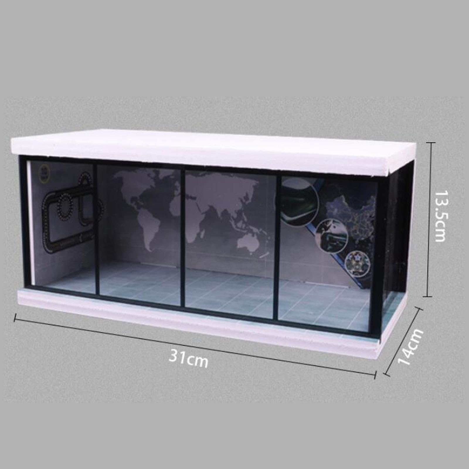 1:64 Garagenvitrine, Schutzbox für Modellautos, Puppen, Figuren, Sammlerstücke Und Dioramen, Streckenplan