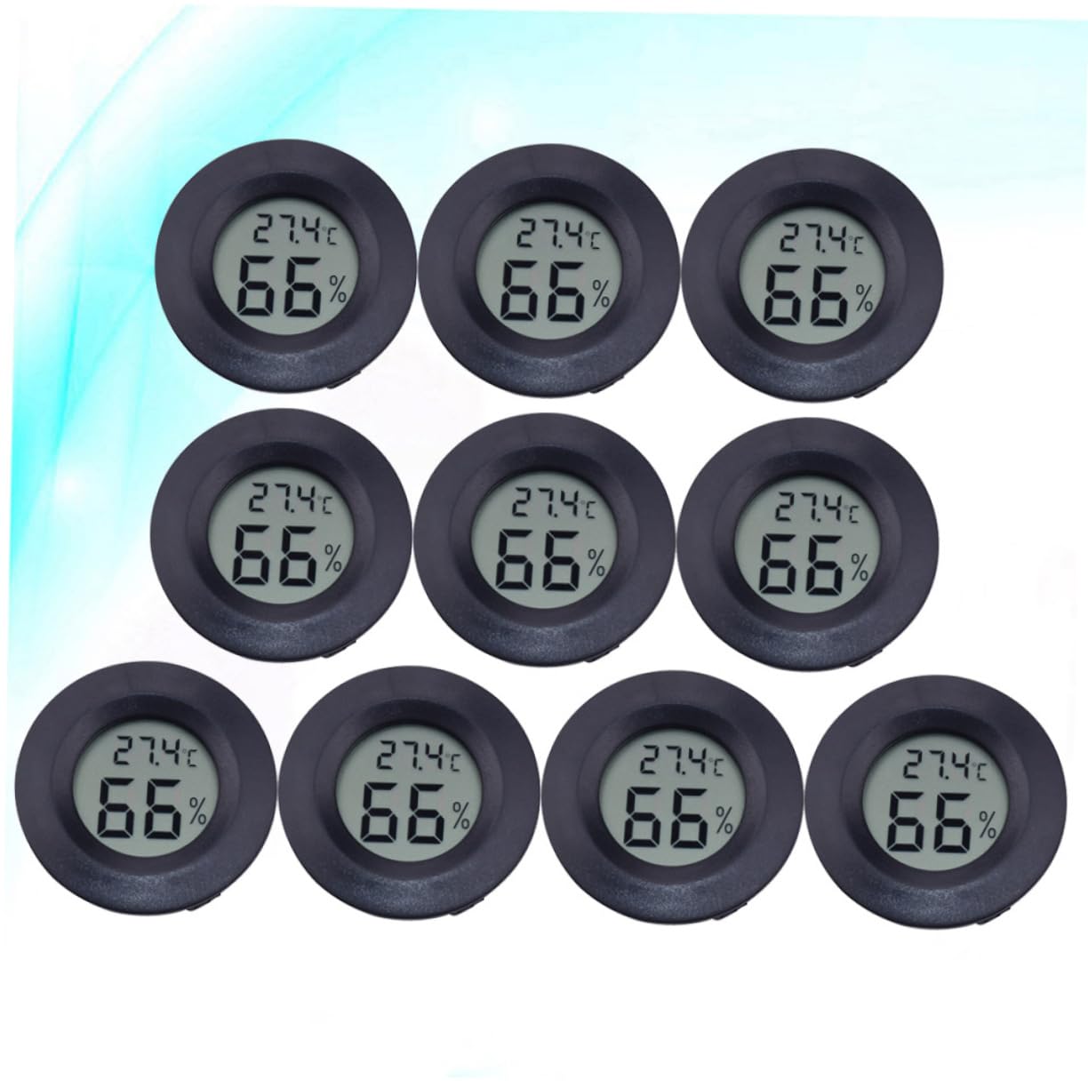 POPETPOP Termometro Igrometro Digitale Rotondo per Rettili, 10 Pezzi, Acrilico ABS, Misurazione Temperatura, per Terrario e Negozio Animali
