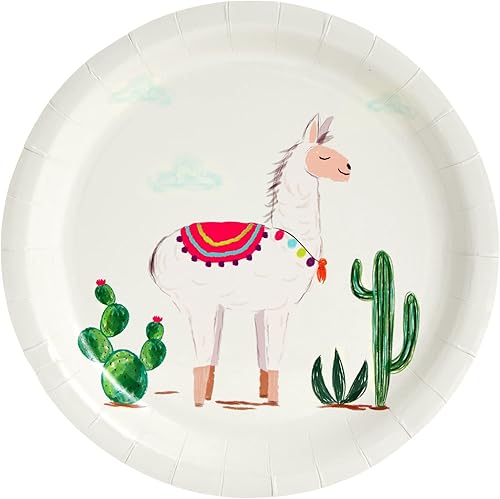 Miniatura 3 de 144 piezas de suministros de fiesta de cumpleaños con llama con platos de papel, servilletas, tazas y cubiertos para celebración de fiesta mexicana,