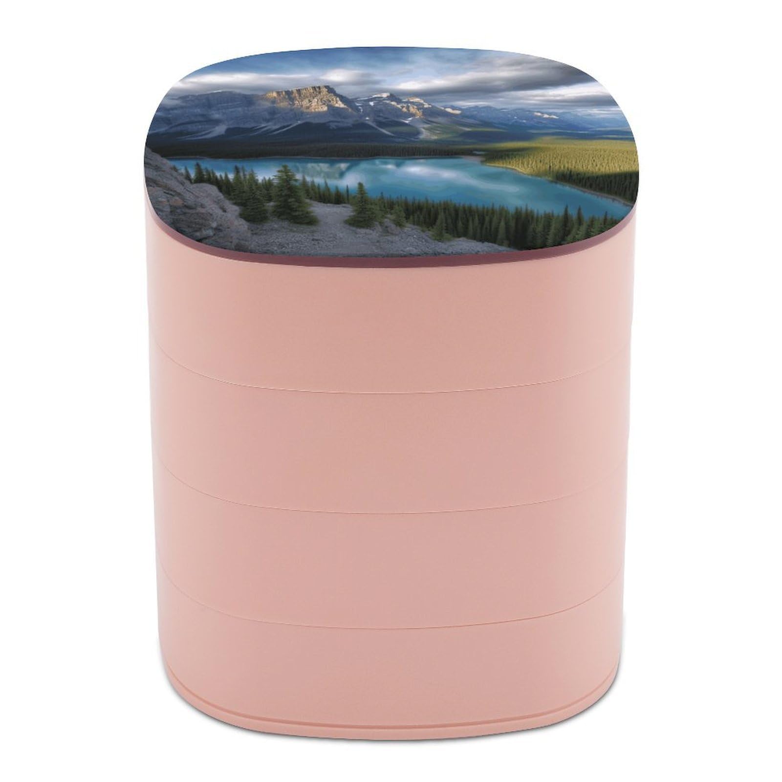 JTREHY Banff National Park Jewelry Box 4-Layer Covered Rotating Jewelry Storage Box Large Capacity Storage Boxes Portable Jewelry Case for Bracelets Earrings Necklace