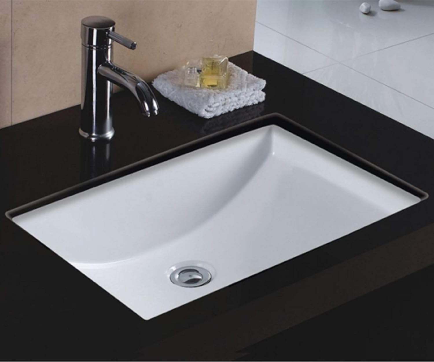 Wells Rectangular 22 x 16 Ceramic Undermount Bathroom Sink Vanity White
