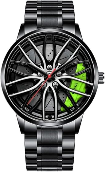 Car Watches for Men,Waterproof Stainless Steel Automatic Quartz Wrist Watch Men S Sports Watches with Car Wheel Rim Hub Design Men's Wheel Non-Mechanical Watch Gifts for Men
