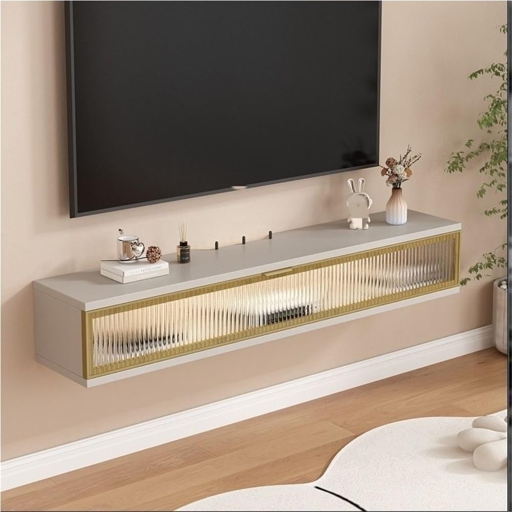 Genérico Moderno Soporte de TV de Pared - Centro de Entretenimiento Flotante con Espacio para Router WiFi - Elegante diseño Negro de 80 cm - Organizador Duradero para Sala de Estar - Solución Que aho