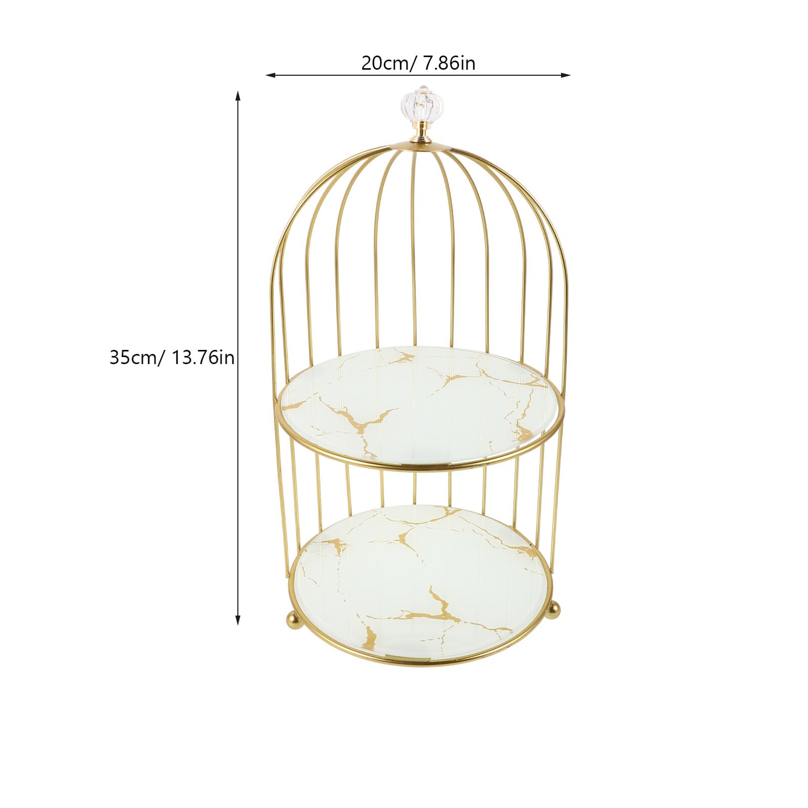 Soporte para Pastel Metálico Dorado de Doble Nivel Jaula Exhibidor de Mesa para Cupcakes y Postres Adecuado para Bodas Cumpleaños y Decoraciones de Fiestas