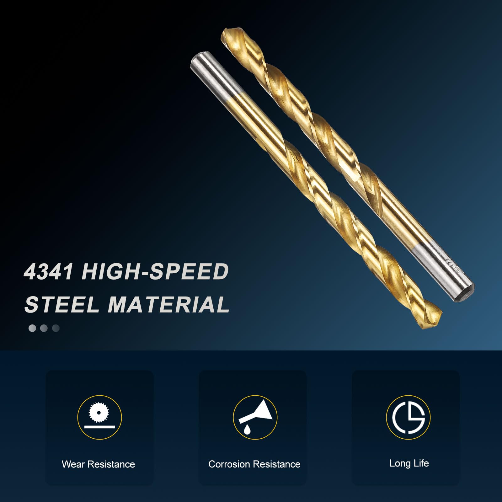 PATIKIL 7.9mm Drill Bit 5/16", Jobber Straight Shank 4341 High-Speed Steel 135° TiN Coated for Medium-hard Metal Steel Acrylic - 2 Pack - Image 3