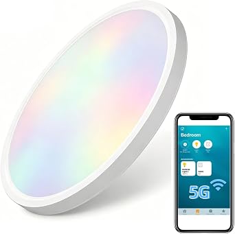 HomeKit Smart LED Ceiling Lights RGBCW Color Changing Ceiling Light Work with Apple HomeKit, Alexa Google Home Flush Mount Ceiling Lamp 24W Dimmable for Living Room, Bedroom 5G Hz/2.4G Hz Support