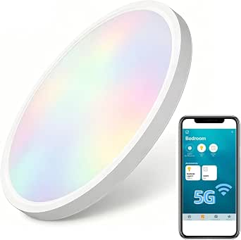 HomeKit Smart LED Ceiling Light with RGBCW Color Changing, Dimmable, 24W, Compatible with Apple HomeKit, Alexa, Google Assistant