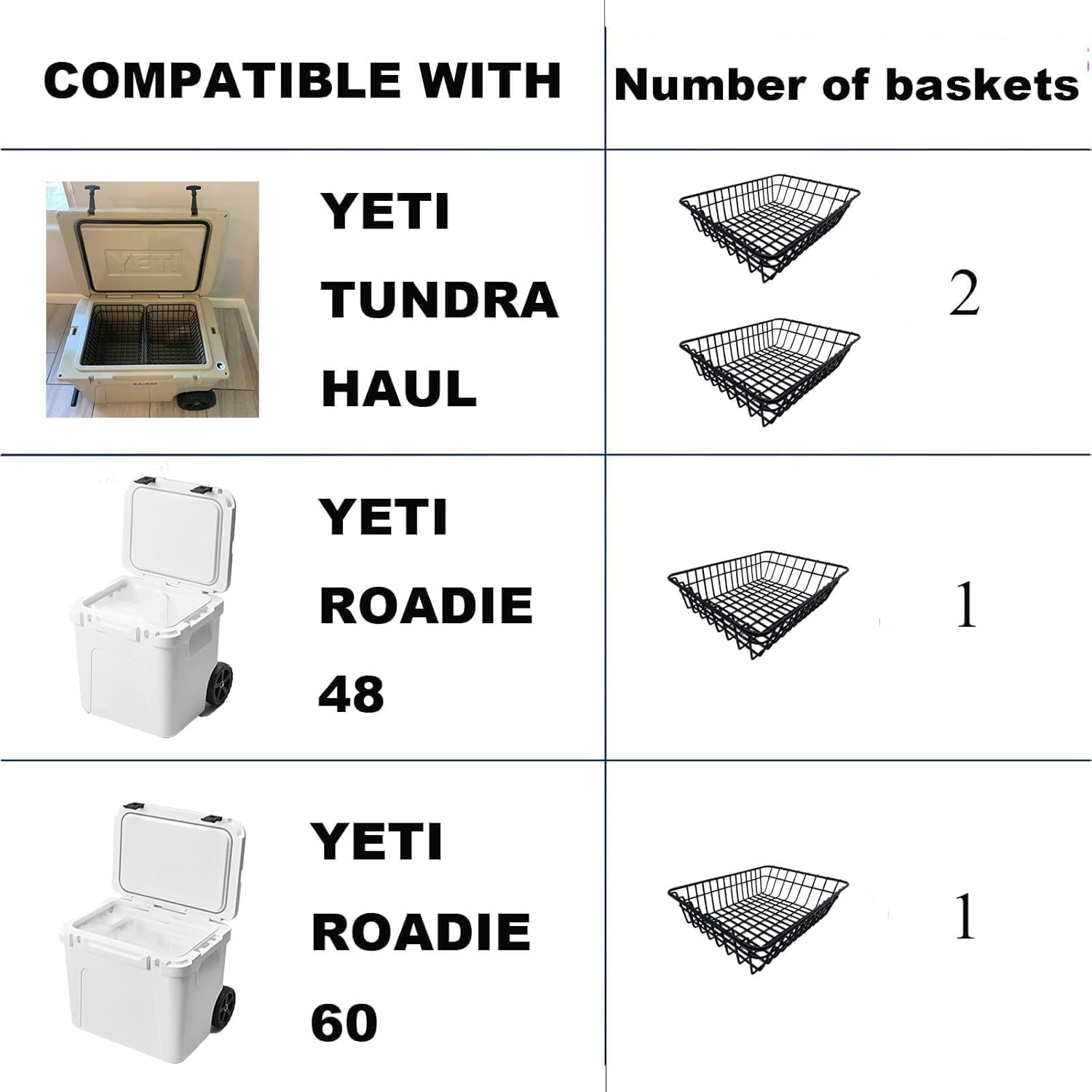 Cooler Basket for YETI Tundra Haul, YETI Roadie 48, YETI Roadie 60, Stays Chilled and Dry, Compatible with Other Cooler Accessories Cooler Locks, Cooler Dividers, Ice etc
